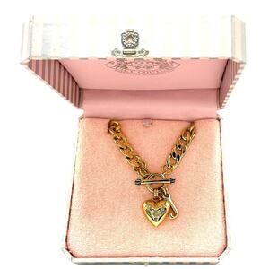 Auth VTG Vintage Y2K Juicy Couture Gold Heart Large Chain Necklace Box Cutecore